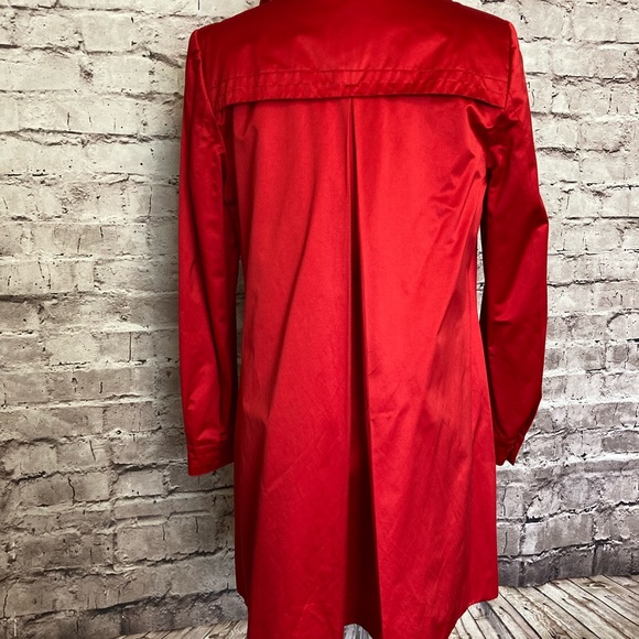 Darling, red sateen, Calvin Klein raincoat size small. - Picture 2 of 15
